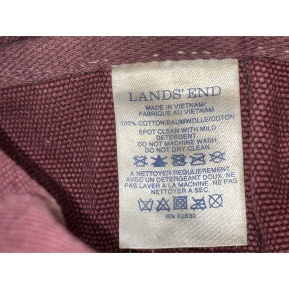 LANDS END Heavyweight Canvas Tote Open Maroon Pockets Inside & Out Key Fob Med - Picture 5 of 16